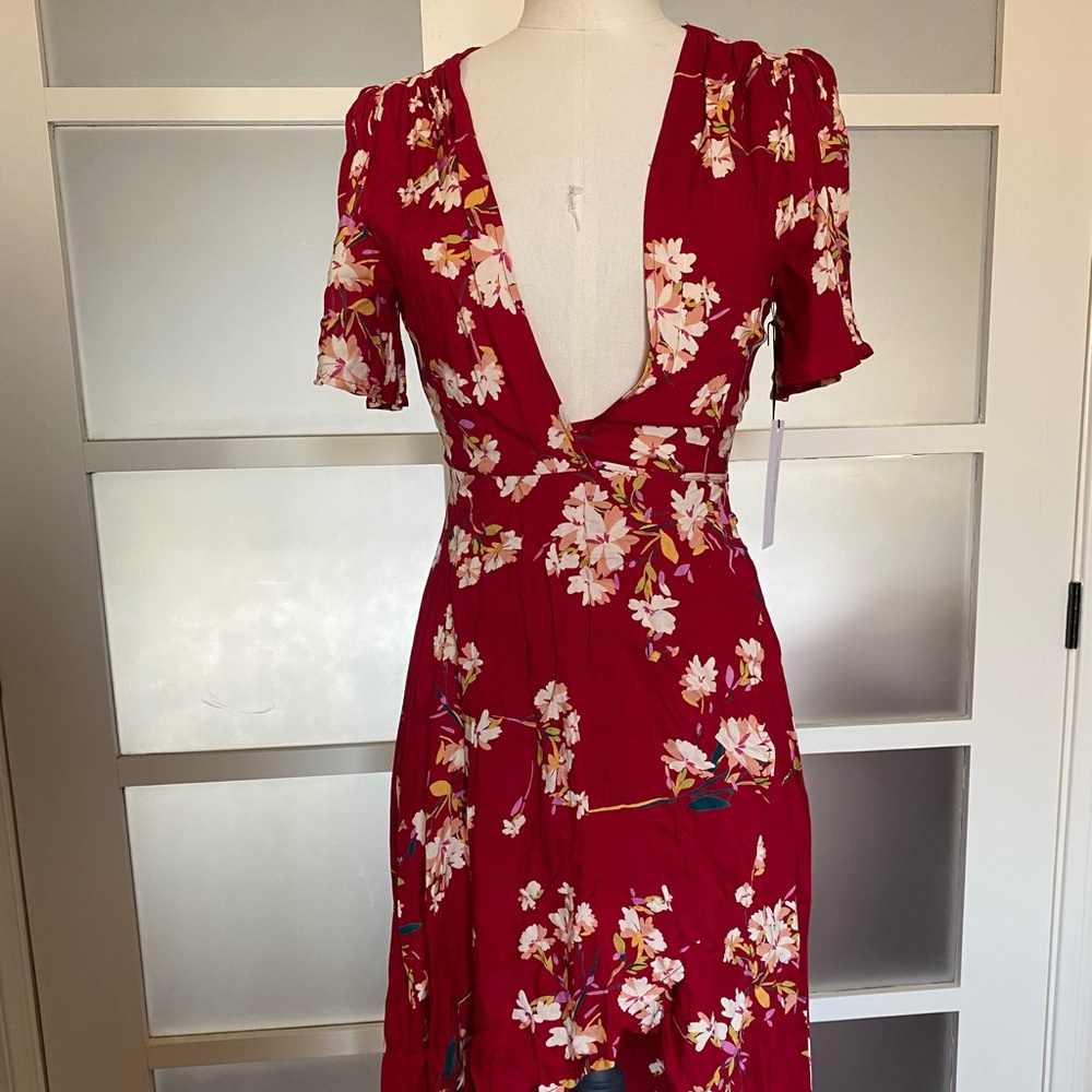 Cotton Candy LA red floral wrap dress